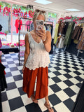 Crinkle Side Split Trouser Rust
