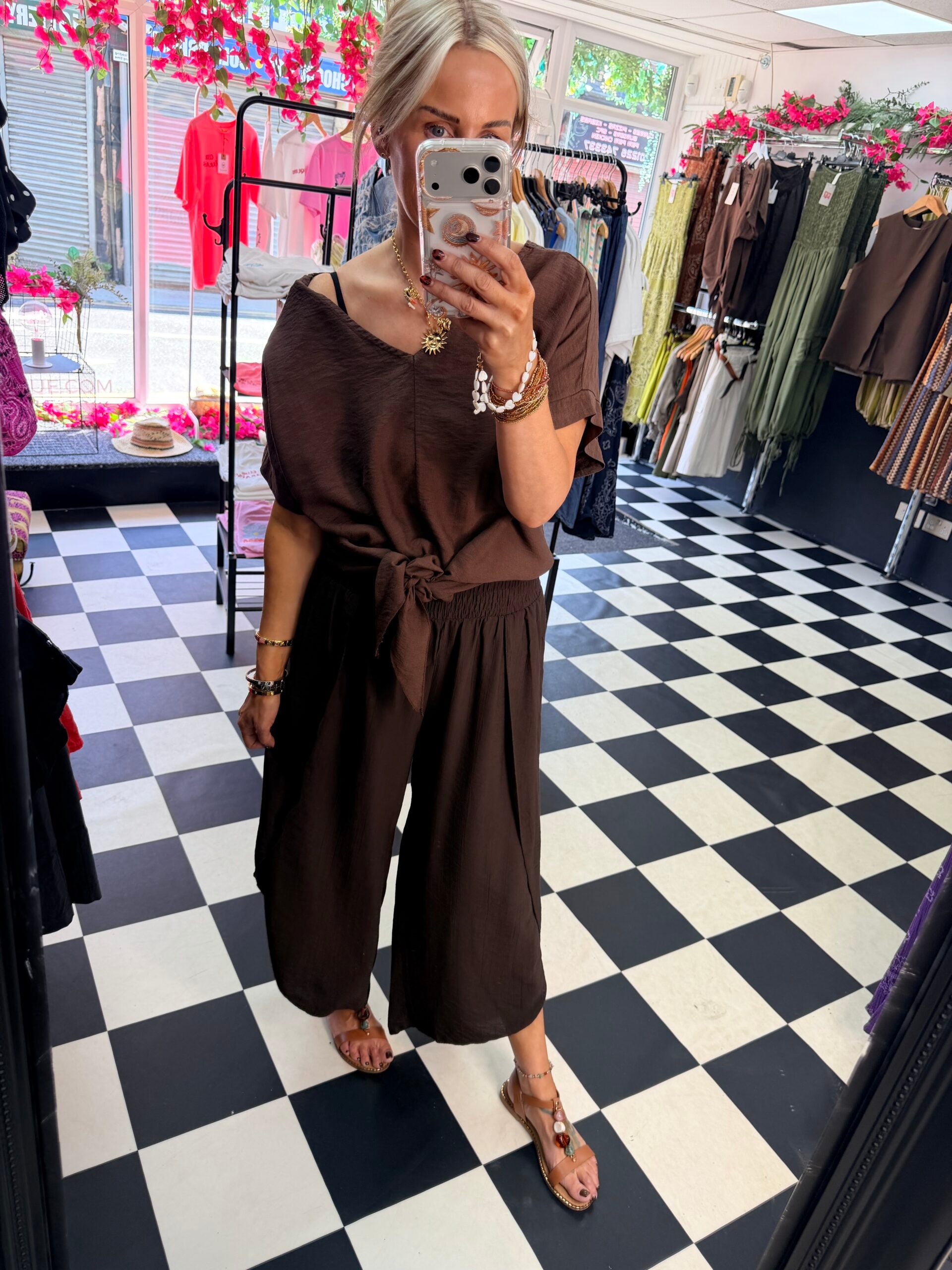 Crochet back Top Chocolate
