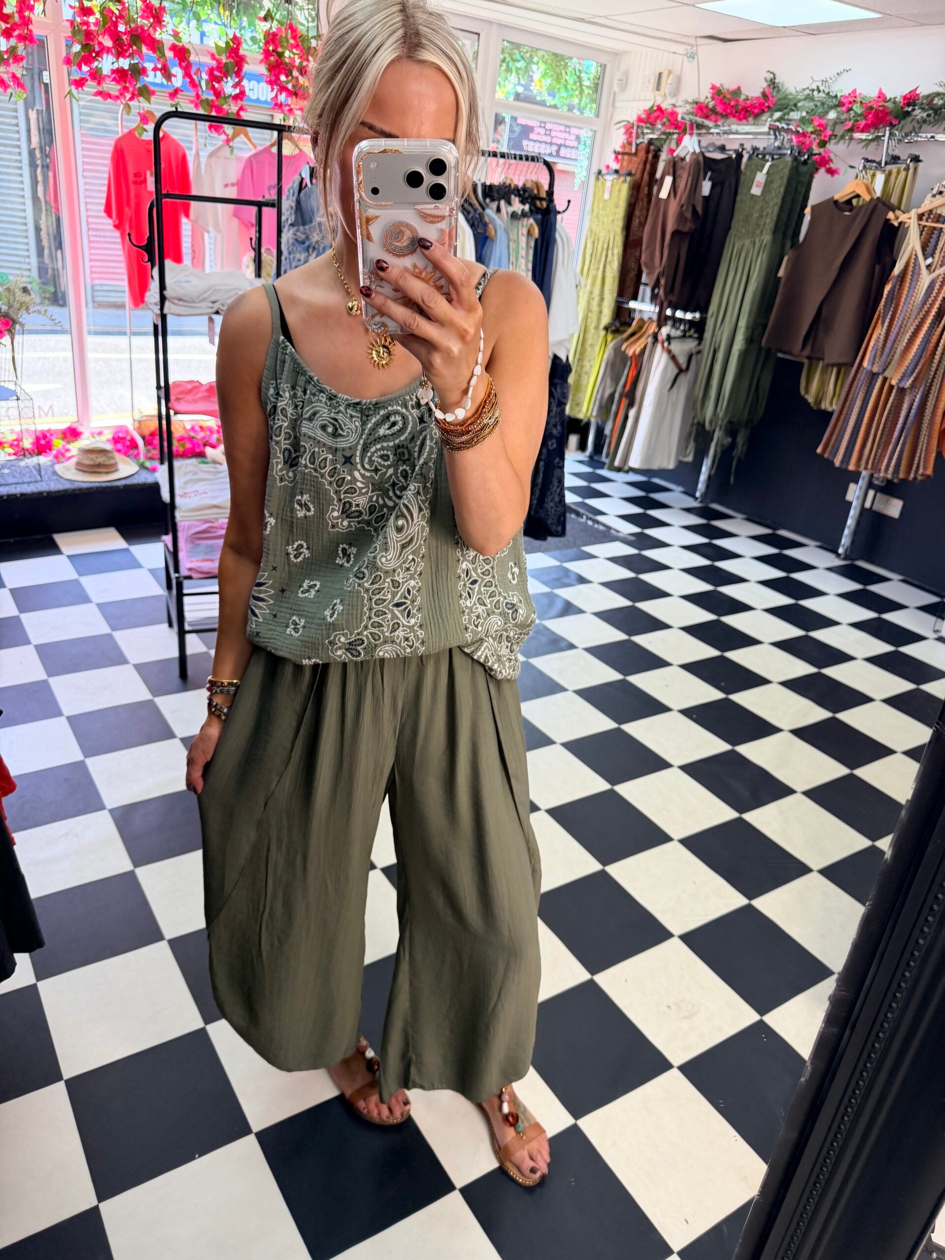Crinkle Split Trouser Khaki