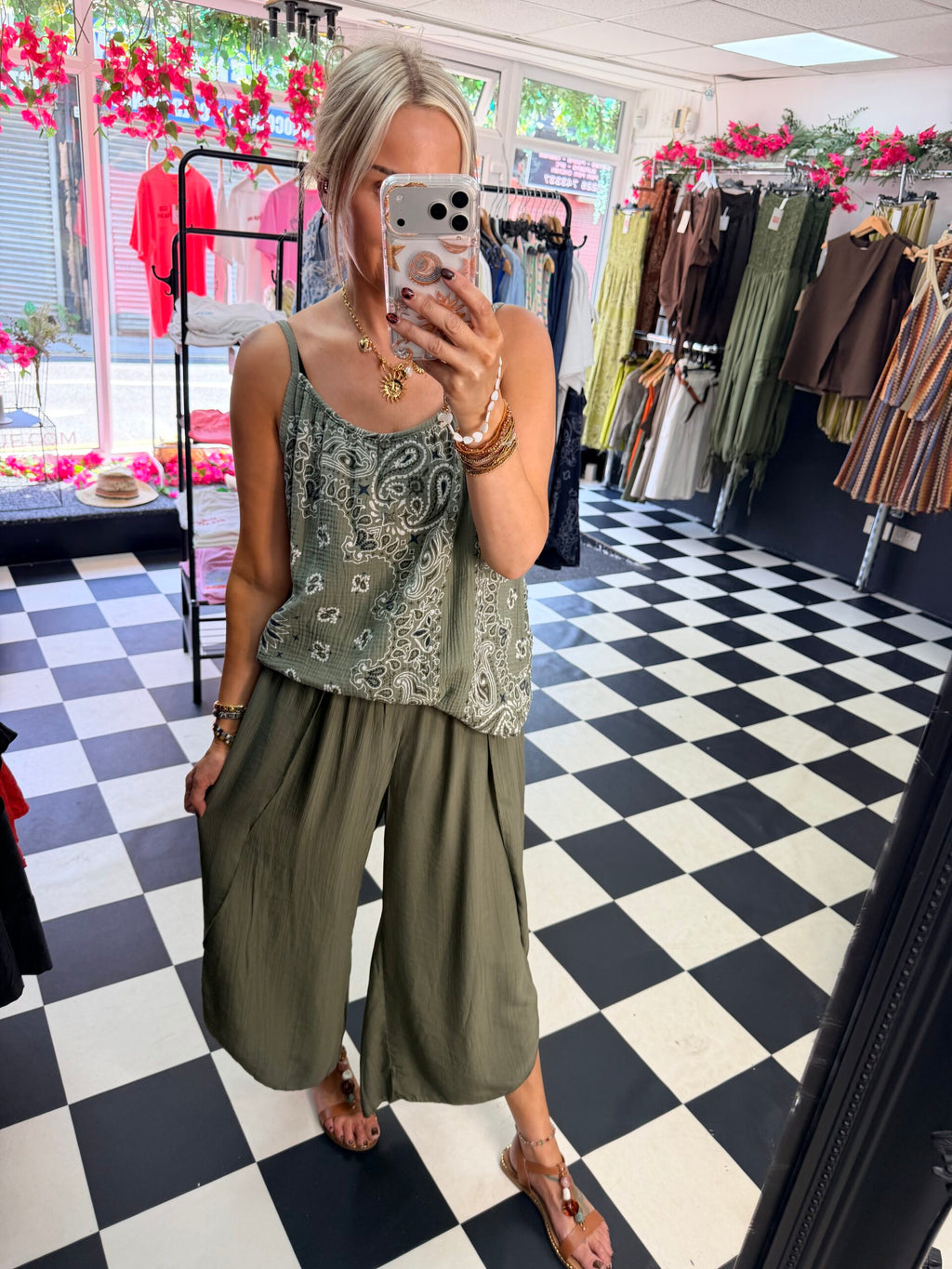Crinkle Split Trouser Khaki