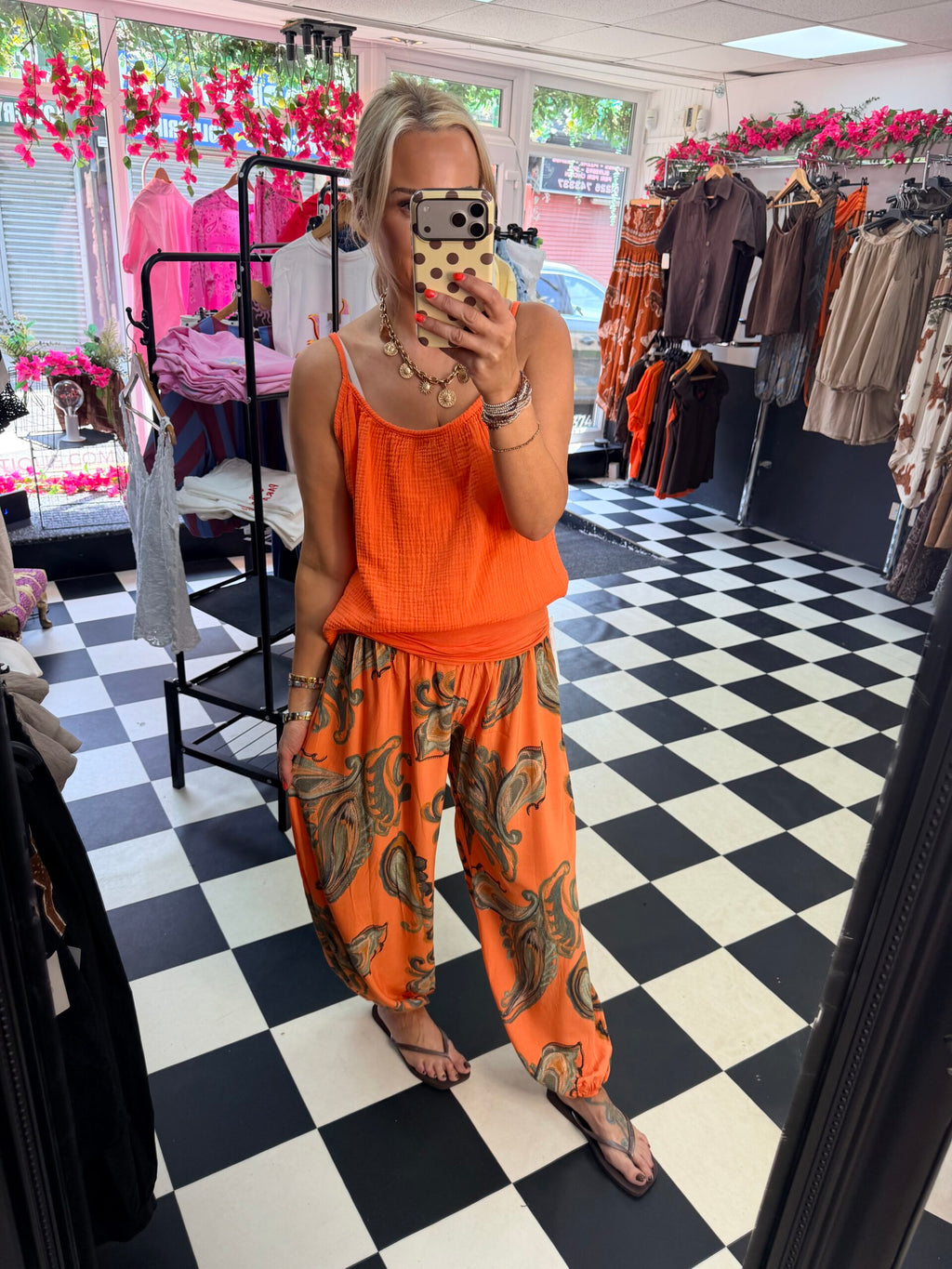 Cheesecloth Cami Vest Orange