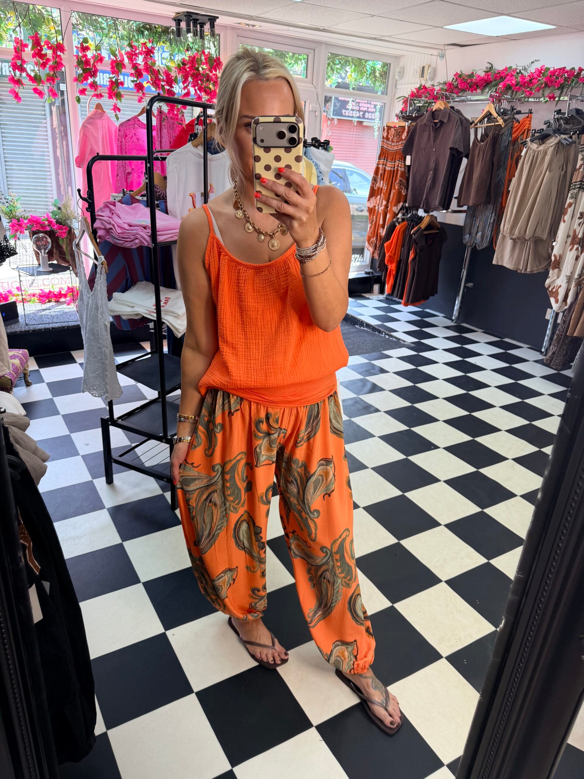 Cheesecloth Cami Vest Orange