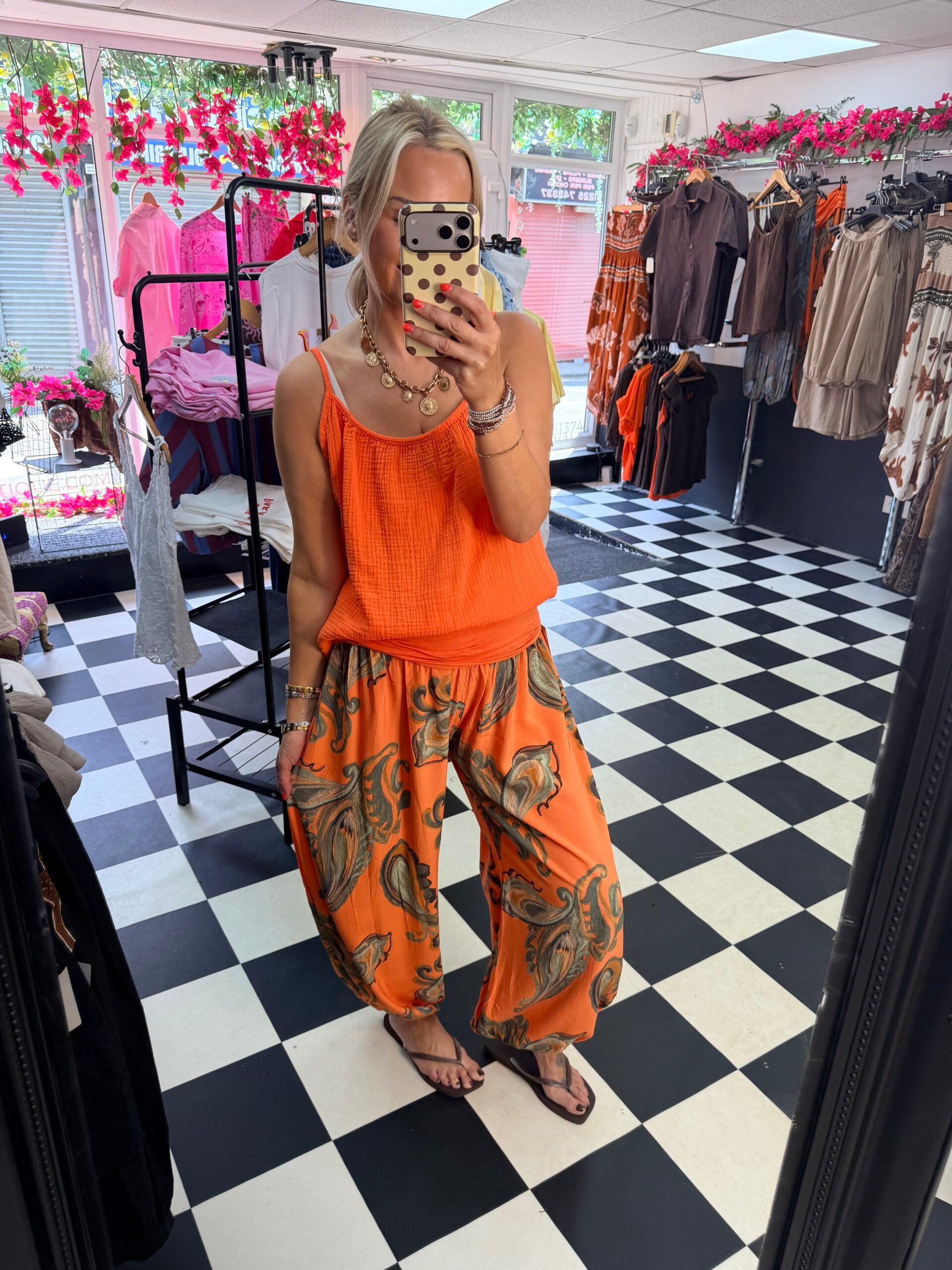 Cheesecloth Cami Vest Orange