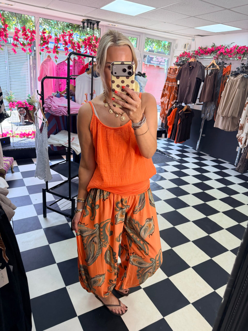 Cheesecloth Cami Vest Orange