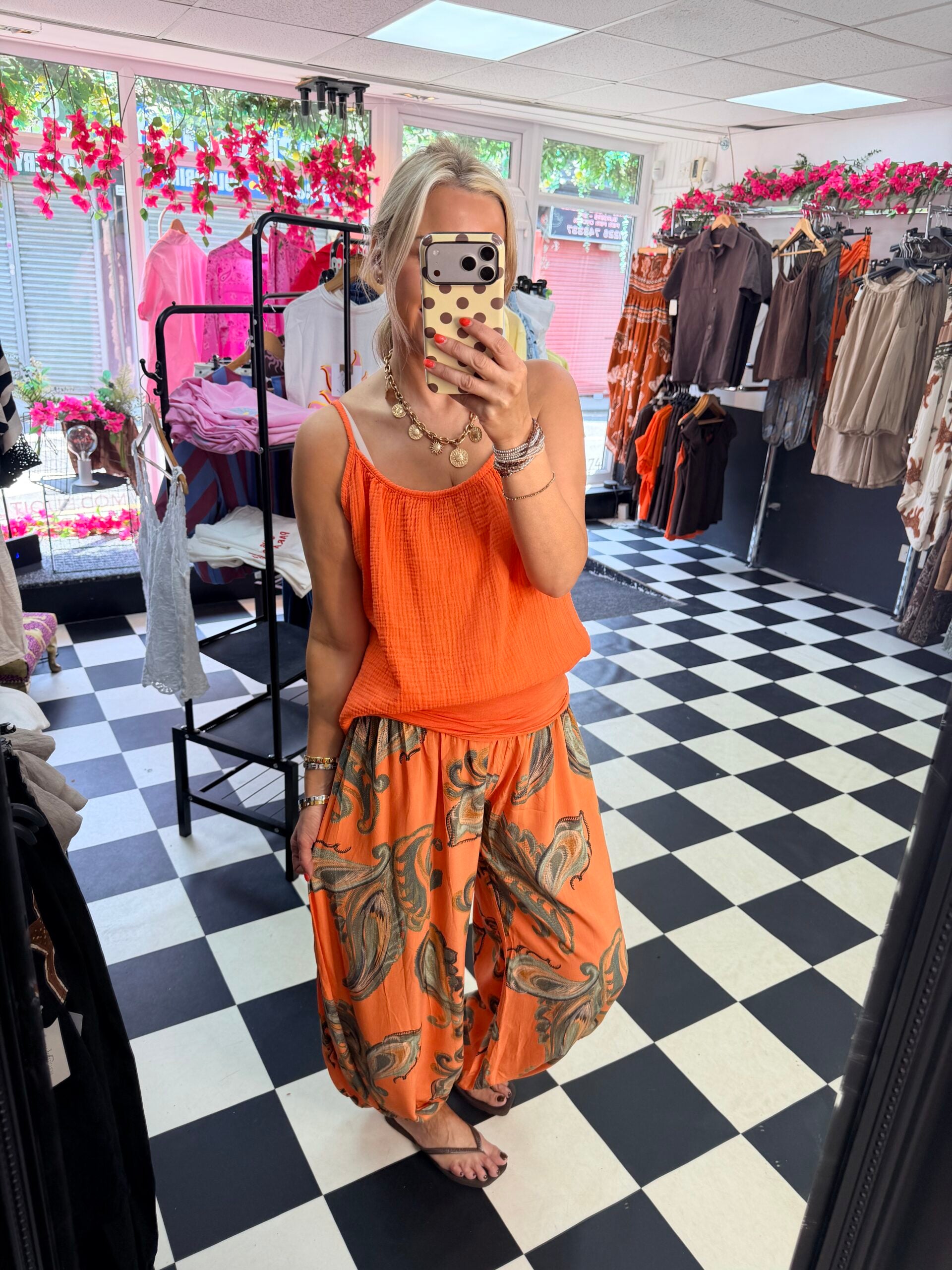 Cheesecloth Cami Vest Orange