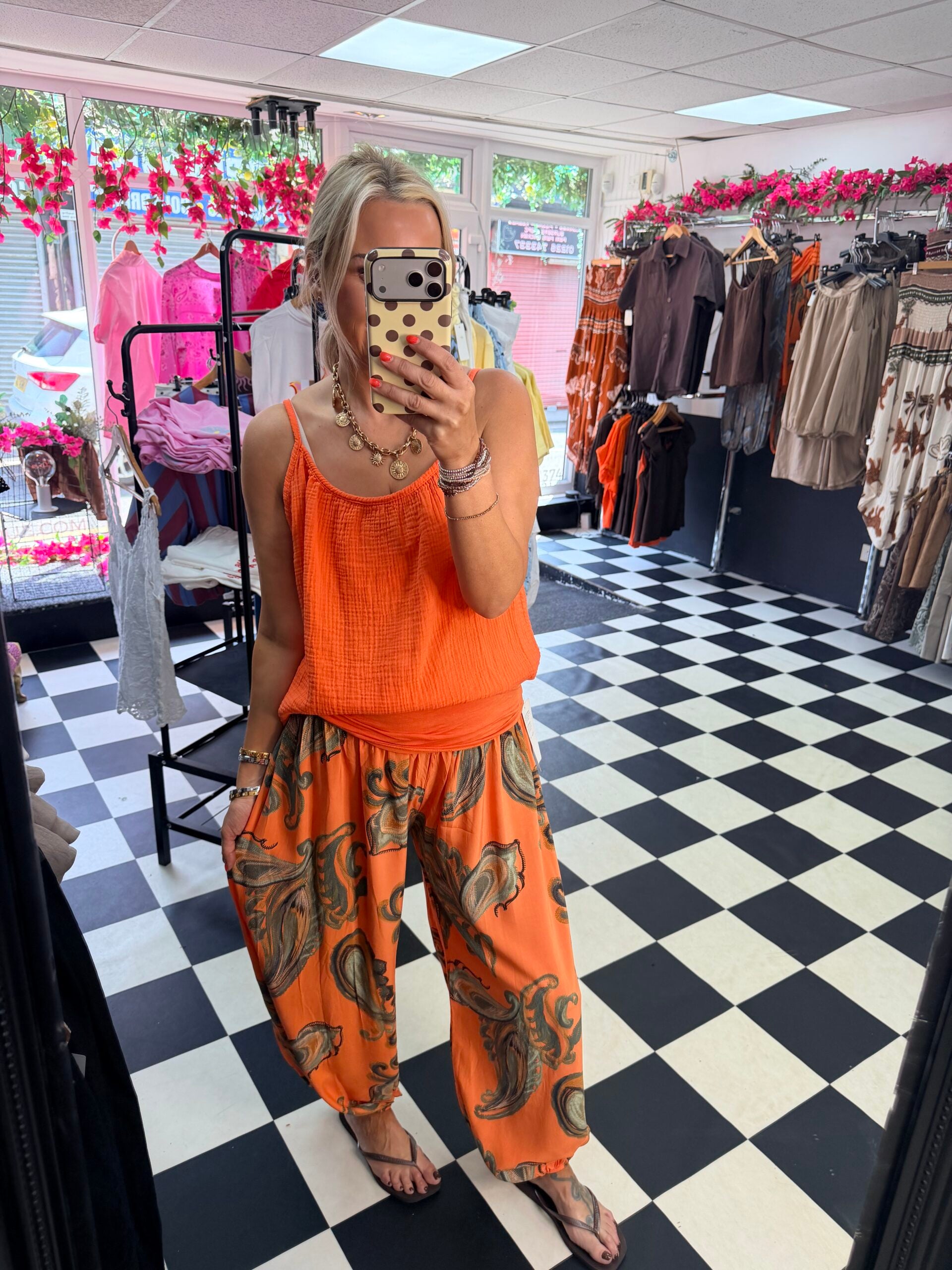 Cheesecloth Cami Vest Orange