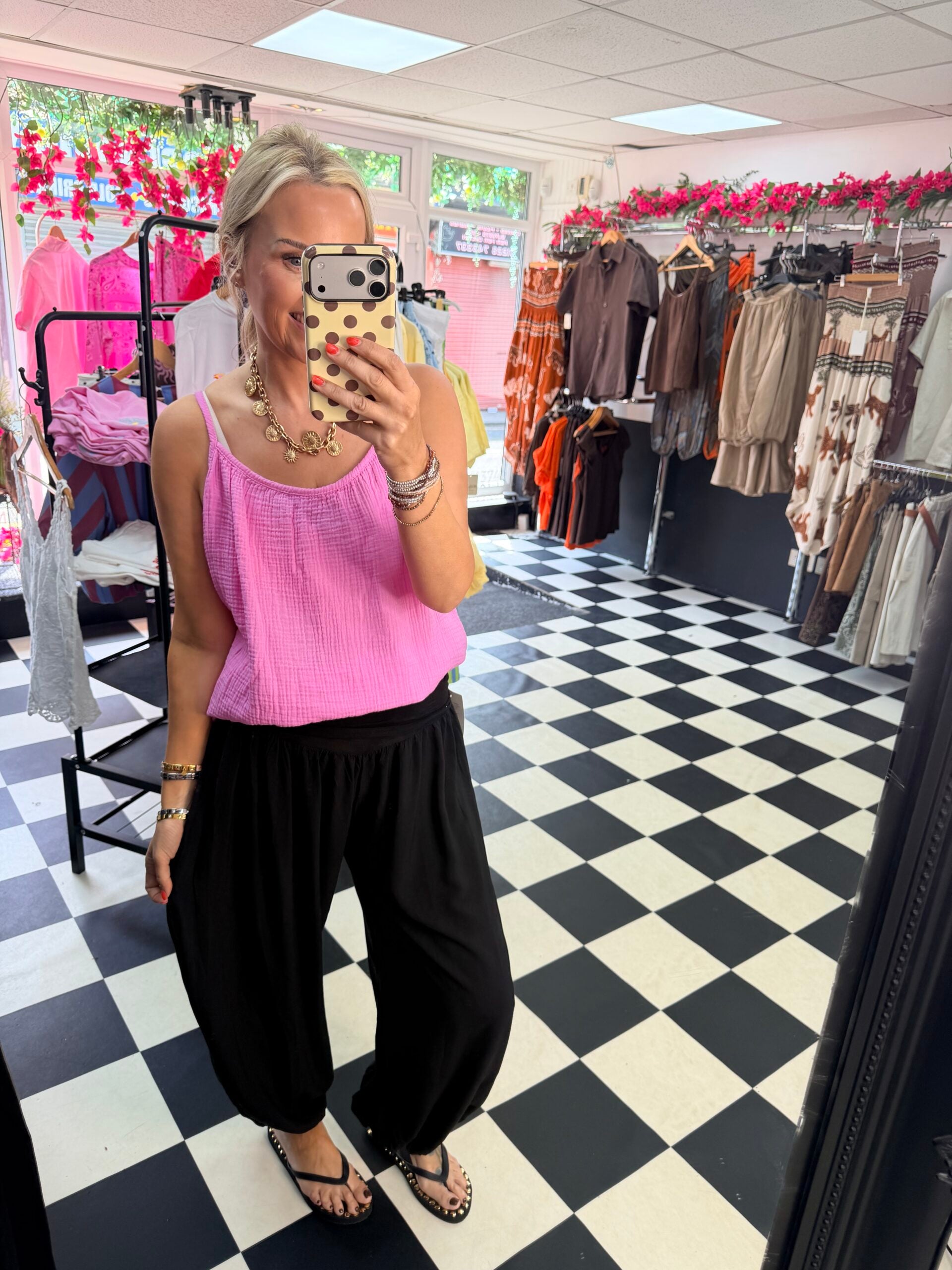Cheesecloth Cami Top Pink