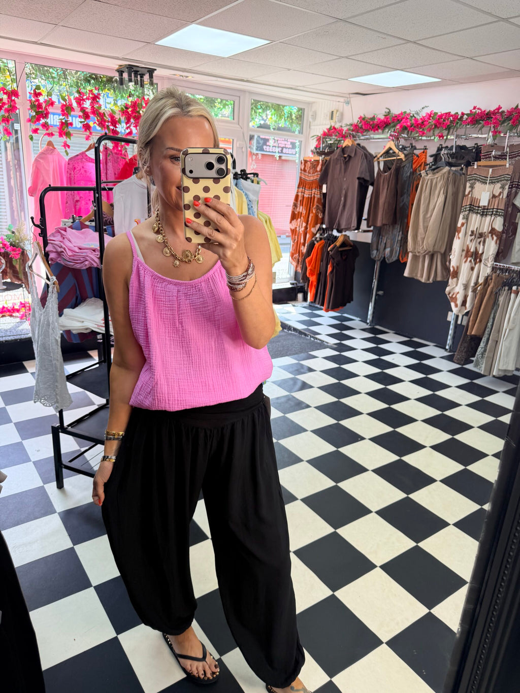 Cheesecloth Cami Top Pink