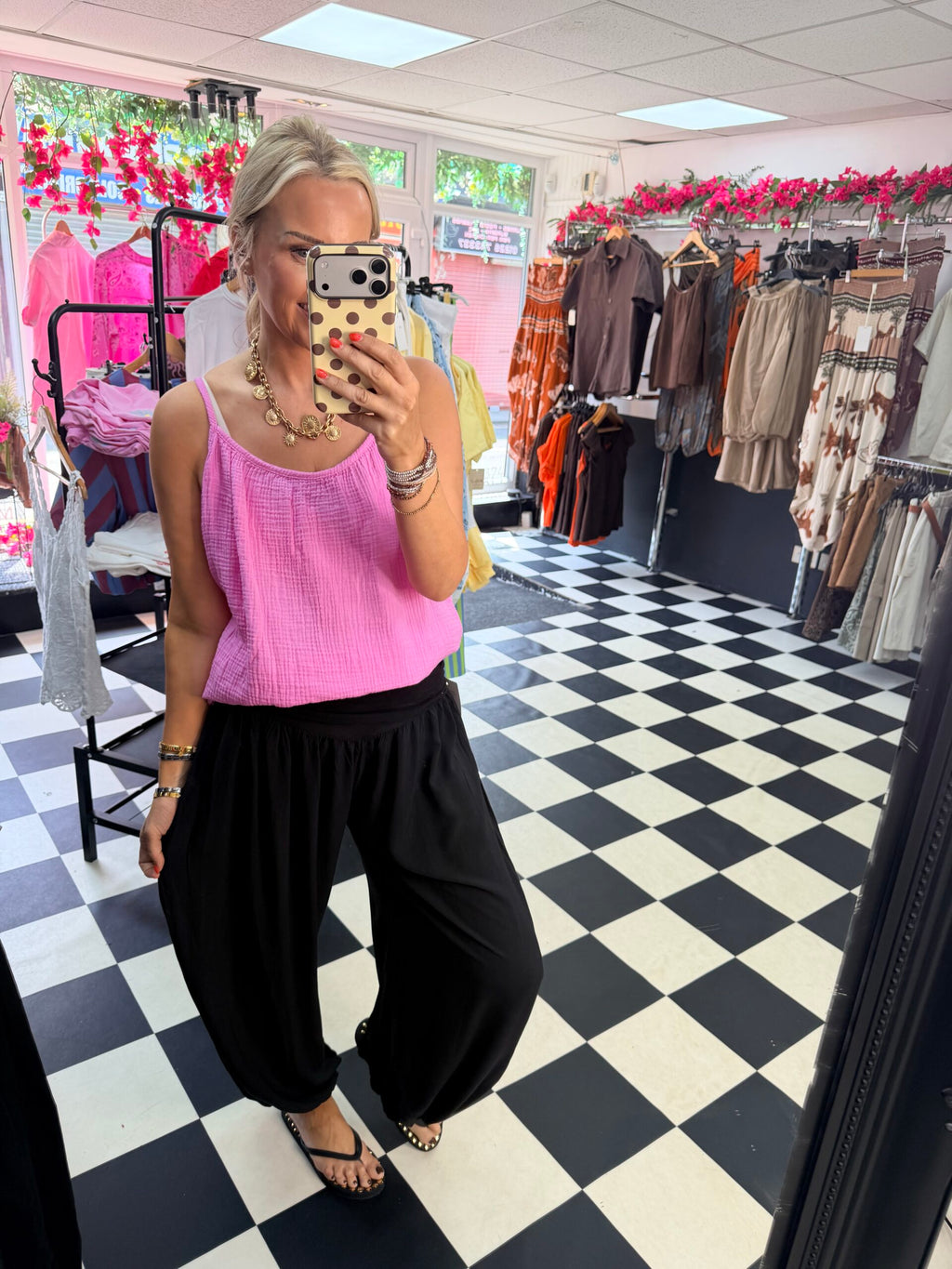 Cheesecloth Cami Top Pink