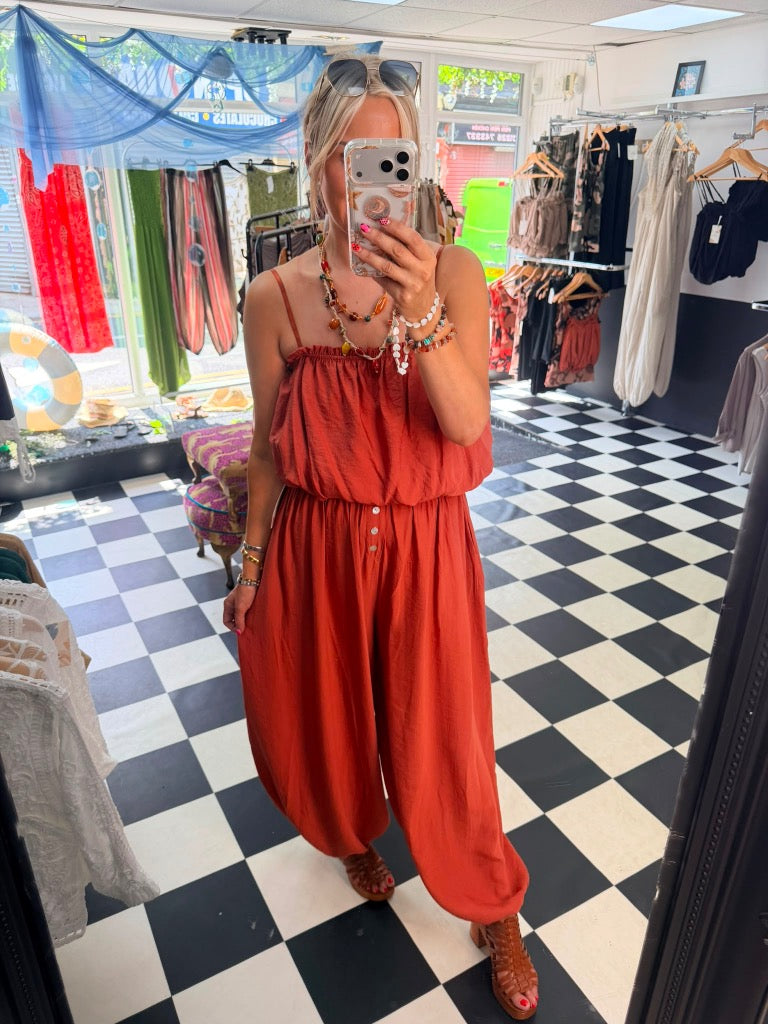 Balloon button Trousers - Rust