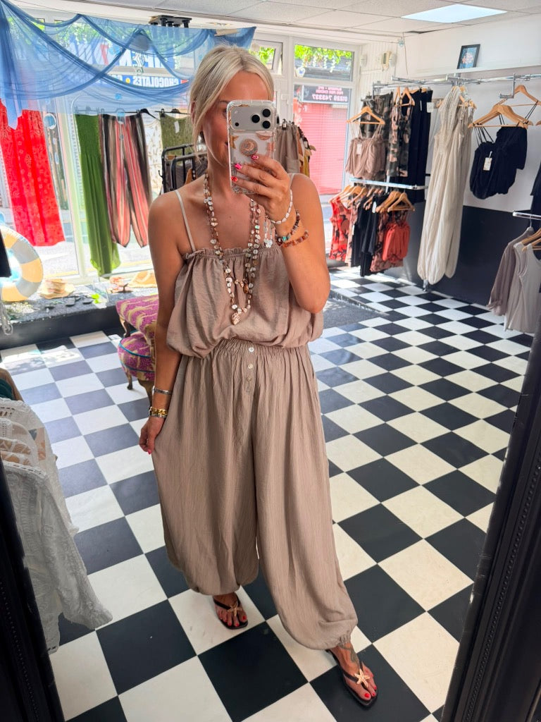 Button balloon trouser - Taupe