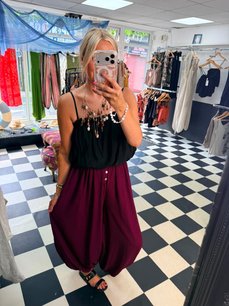 Button Balloon trouser - Plum