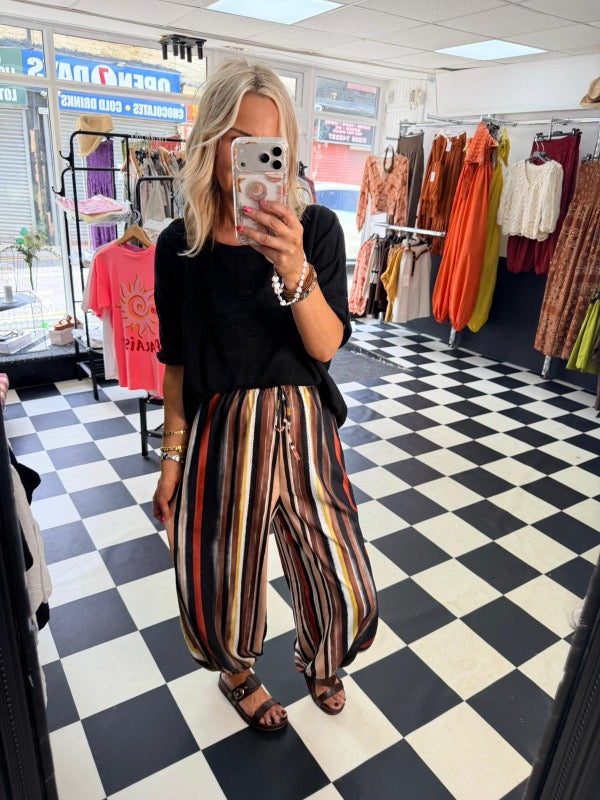 Air Brush stripe Trouser Black