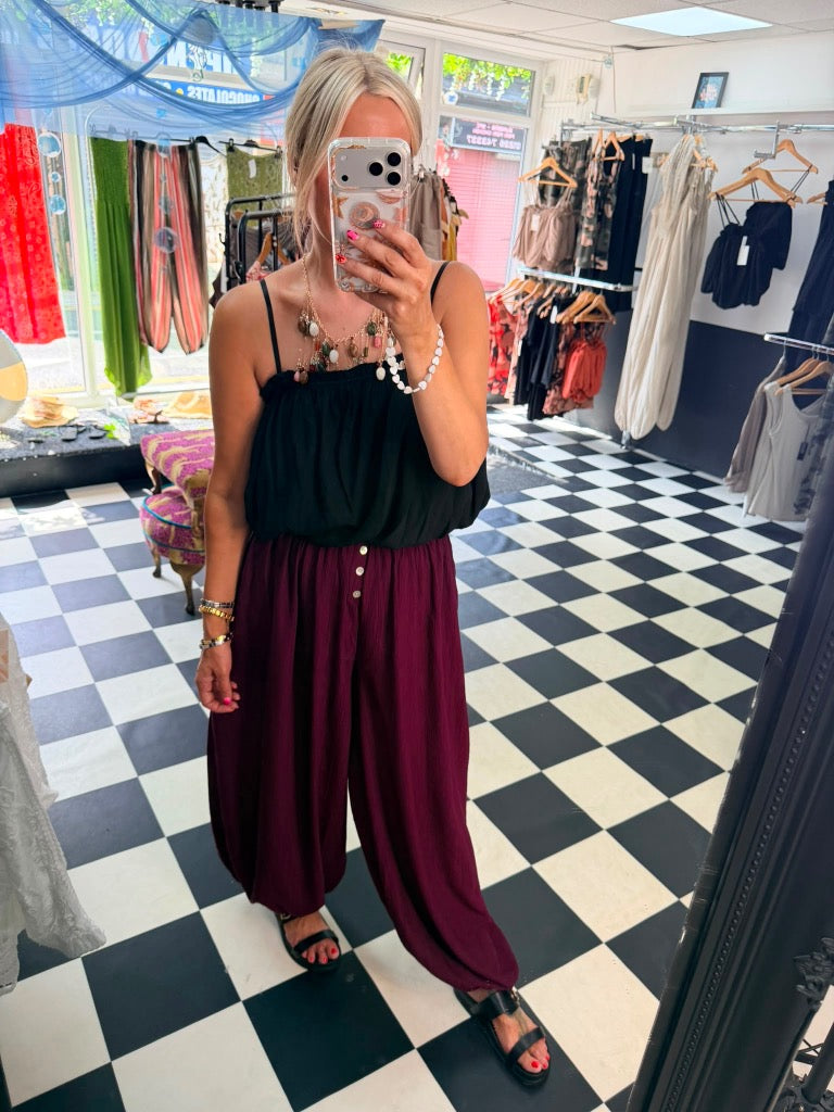 Button Balloon trouser - Plum