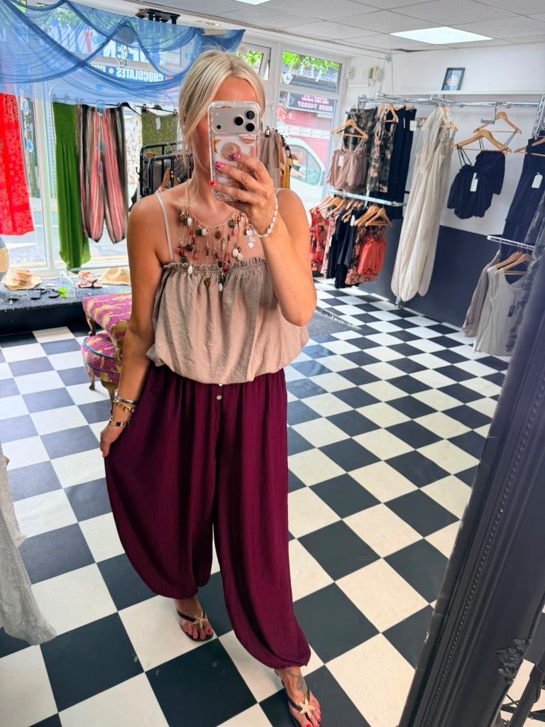 Button Balloon trouser - Plum