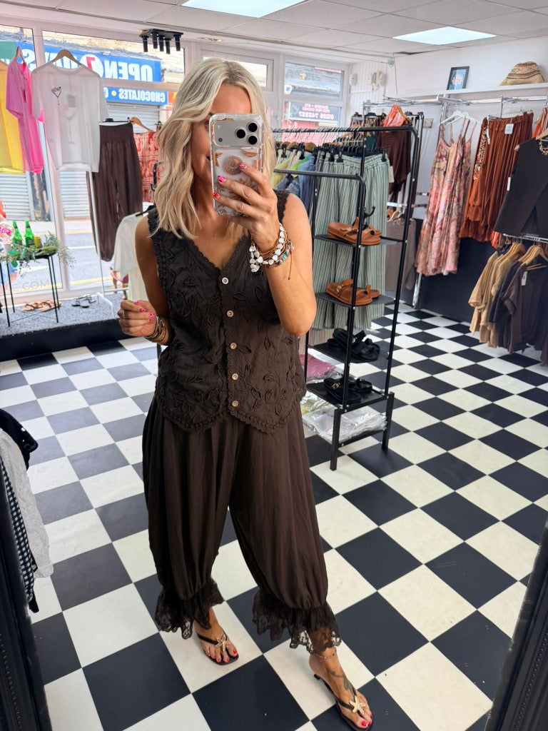 Opel Embellished Waistcoat Chocolate